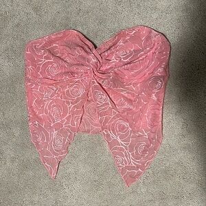 size large pink floral pattern bandeau top